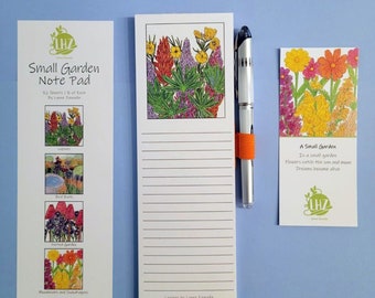 Small Flower Garden Notepad, Magnetic Notepad,  Grocery List, Shopping List Pad, Kitchen List Pad, Pen and Pencil Holder