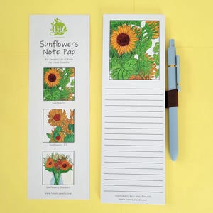 Sunflowers Magnetic Note Pad, Grocery and Shopping List Pad