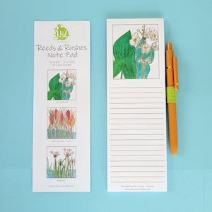Spring Pond Flowers: A Magnetic Grocery List and Shopping Note Pad with Pen Holder