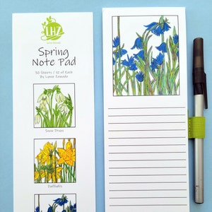 Spring Notepad, Floral Magnetic Notepad, Attachable Pen Pencil Holder, Grocery List Pad, Refrigerator Notepad, Magnetic Board Notepad