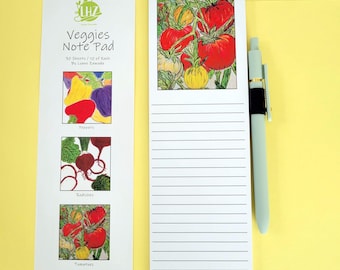 Veggies: A Magnetic Grocery and Shopping List and Note Pad with Pen Holder
