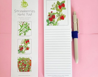 Strawberry Notepad: Hand Illustrated List Pad with Magnet