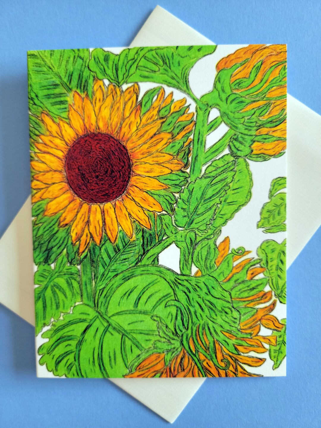 Sunflower Note Card: A Blank Summer Sunflower Greeting Card and ...
