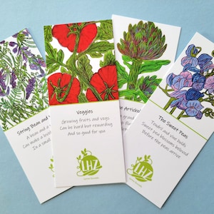 Veggie Haiku Bookmark Pack, Four Haiku Bookmarks for Reading and Gift Giving