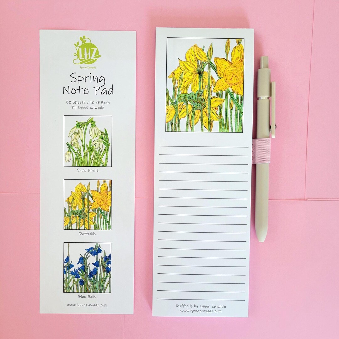 Spring Notepads Spring Flowers: A Magnetic Grocery and Shopping List Note Pad With Pen ...