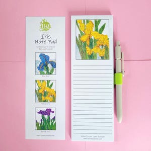 Iris Flower Magnetic Notepad: Refrigerator List Pad with Pen Holder