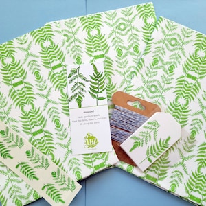 Fern Wrapping Paper, Fine Wrapping Paper, All Occasion, 3 Flat Sheets, 19 x 29, Tags, Stickers, Wrapping Paper Set, Ferns