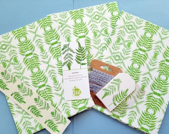 Fern Wrapping Paper, Fine Wrapping Paper, All Occasion, 3 Flat Sheets, 19 x 29, Tags, Stickers, Wrapping Paper Set, Ferns