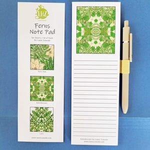 Ferns Magnetic Notepad: Kitchen List Pad with Pen Holder