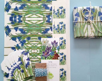 Bluebells Tissue Paper Kit, Floral, Spring, Birthday, All Occasion Gift Wrap Set