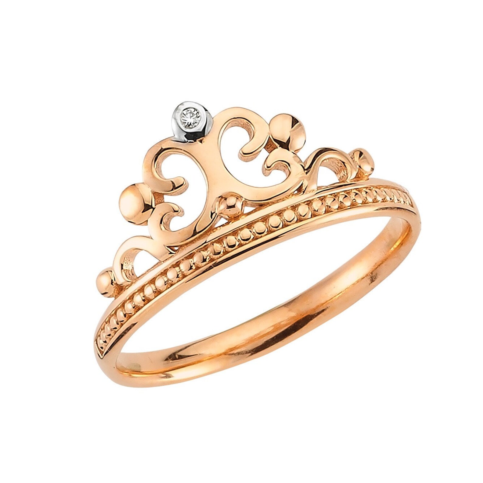 Queen's Crown Ring. 14K Solid Gold Ring With Diamond. Etsy Ireland