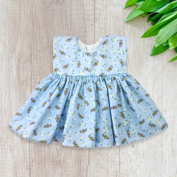 blue dress for baby girl Embroidered Lace Bees Smock Dress main image 1