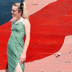 green emerald velvet dress Green Ditsy Floral Avery Midi Dress main image 1