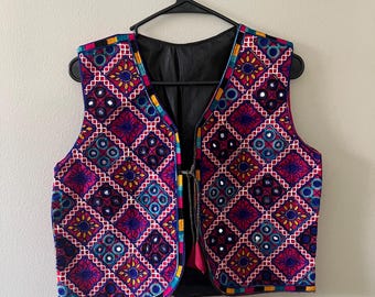 The Jewel Mosaic Vest | Hand-Embroidered Diamond Mosaic Vest | Artisan Statement Piece