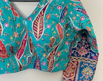 Teal Couture Multicolor Embroidered Top
