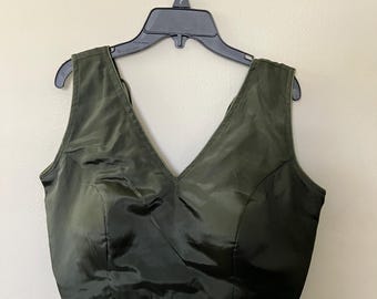 Emerald Satin Classic Tie-Back Blouse