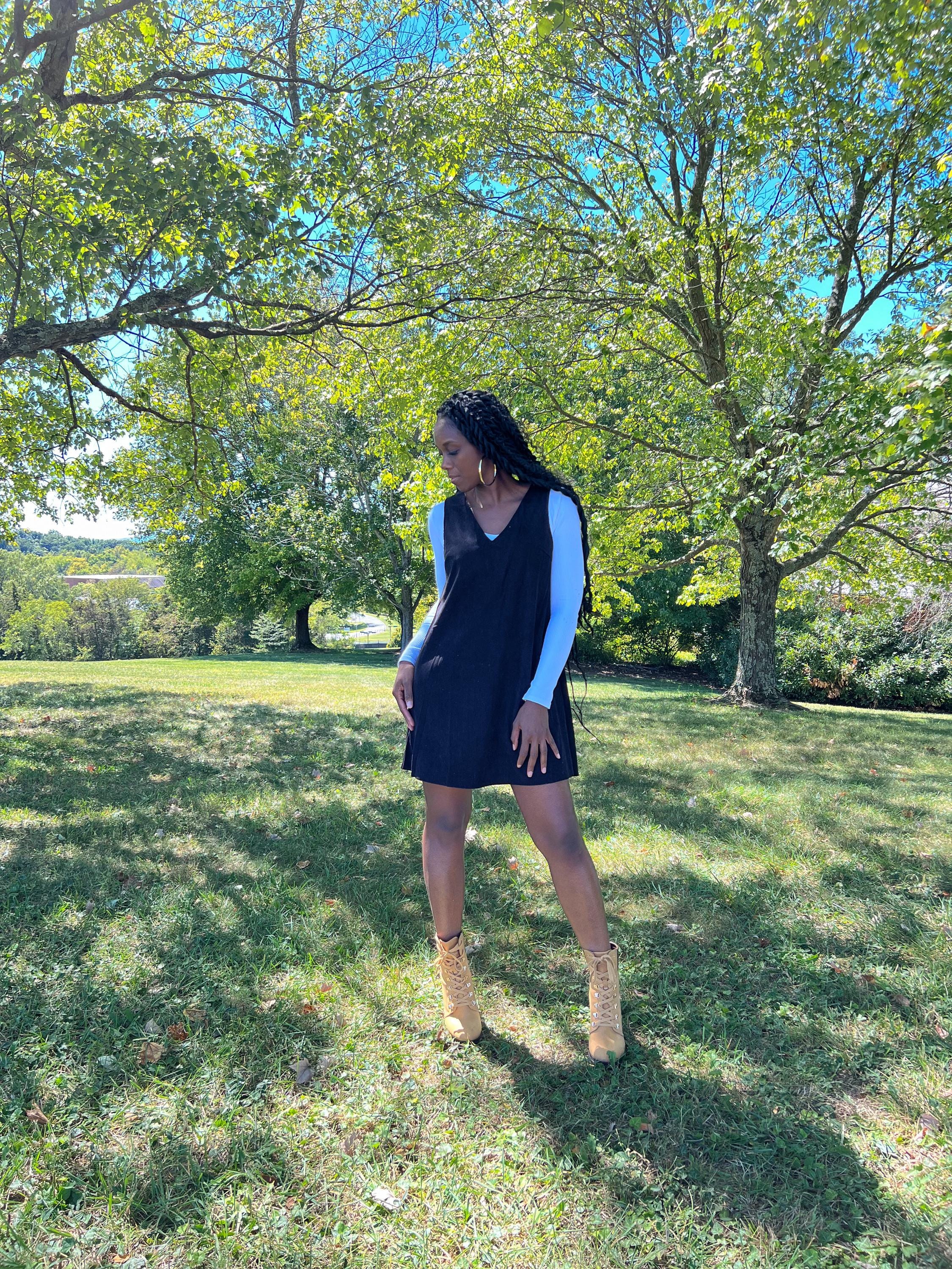 blue spice corduroy dress Amanda Cord Midi Dress-Navy