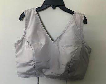 Moonlit Satin” Blouse (Neutral Silver-Beige)
