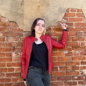 Ziyada Red Women’s leather Jacket | lamb leather | sheep leather | genuine leather | women’s leather jacket