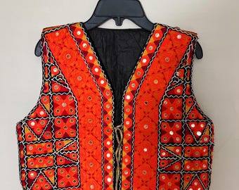 Hand-Embroidered Afghan Mirror Work Vest | Vintage-Inspired Statement Piece