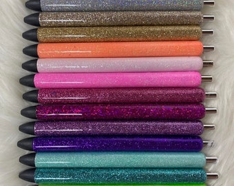 Non-Personalized Epoxy Glitter Black Ink Pen: Refillable