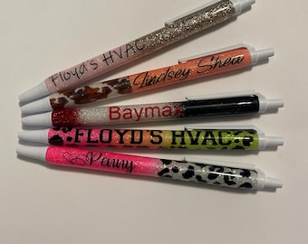 Ball Point Personalized Epoxy Glitter Black Ink Pen: Refillable