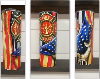 Fire Fighter Flag 20oz Sublimation Tumbler