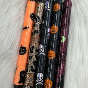 Spooky Season Fall Halloween Personalized Epoxy Glitter Black Ink Pen: Refillable