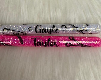 Hairstylist Personalized Epoxy Glitter Black Ink Pen: Refillable