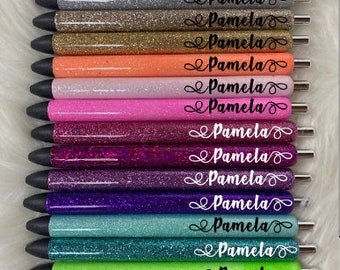 Personalized Epoxy Glitter Black Ink Pen: One Color Glitter Refillable