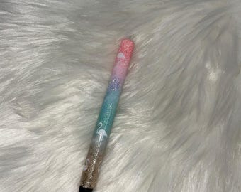 Personalized Flamingo Epoxy Glitter Black Ink Pen: Refillable
