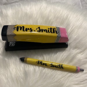 Personalized Pencil Glitter Stapler with or without Matching Pen Great for teachers