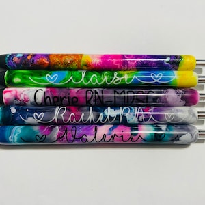 Personalized Epoxy Glitter Black Ink Pen: Refillable