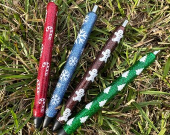 Christmas Pen Personalized Epoxy Glitter Black Ink Pen: Refillable