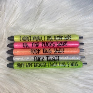 Set of 5 Days of the Week Glitter Epoxy Gel Pens, Sassy Epoxy Glitter Gel  Pens, Funny Gel Pen, Adult Humor Gel Pen, Inkjoy Brand, Custom 