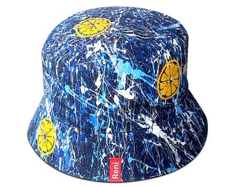 Blue Lemons Reni Hat Bucket Pollock Roses Style