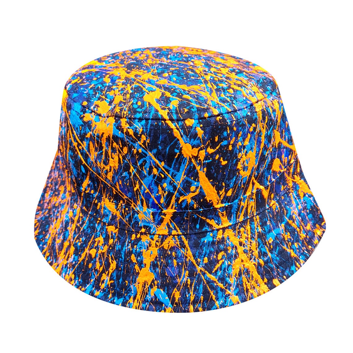 Blue Orange Reni Hat Bucket Jackson Pollock Roses Style Etsy