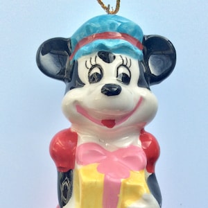 Disney Minnie Mouse Christmas Ornament Ceramic Disney Production Japan Vintage