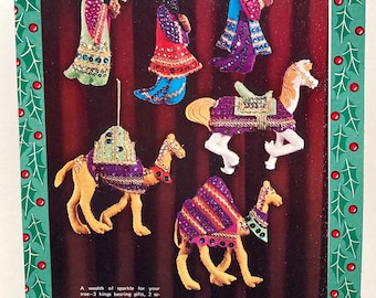 1970s Three Wise Men Felt Ornament Kit Leewards Religious Craft Christmas Kit MCM 14-38449