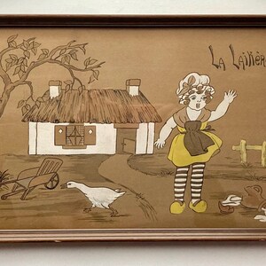 Cartel de La Laitière et le Pot au Lait, Francia c. 1950, 10” x 26” Artista: Sky, Galerie Lutetia - París, enmarcado