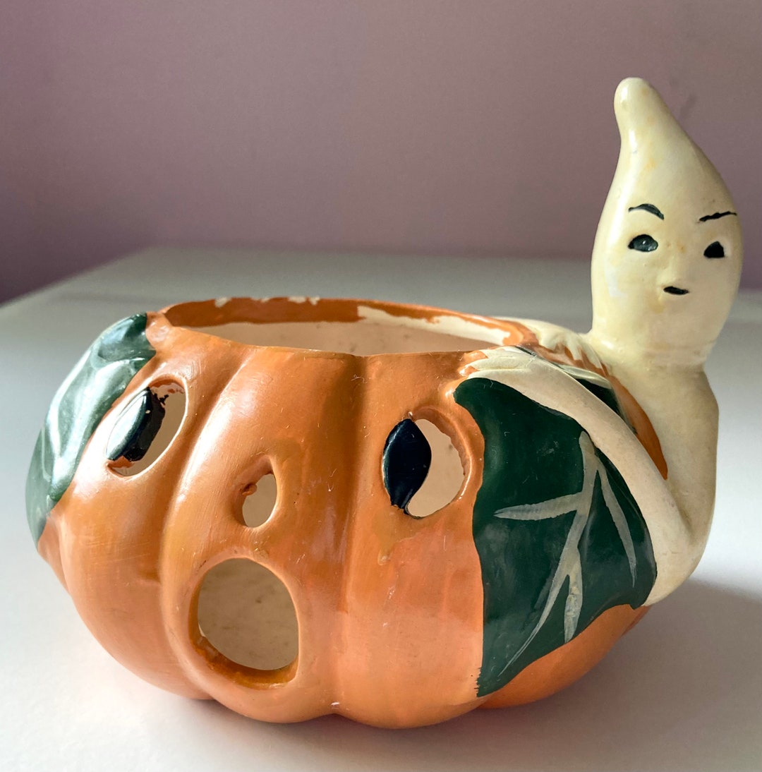 Vintage Halloween Ceramics Votive Holder Ghost Hugging a Etsy