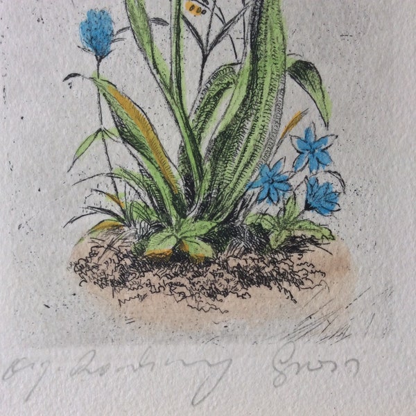 Signed botanical print, Wildflowers framed art, Botanical prints, Vintage Ethan Allen Wall Decor Botanical