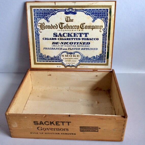 tobacco supply company 1927 Sackett Cigar Box Vintage Wood Stamp NRA Code, Collectibles, the  Bonded Tobacco Company NY, Smoke Club Lounge Decor