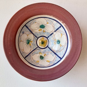 Bol en céramique sur pied peint à la main, poterie grecque Yria, bol à céréales à dessus évasé vintage, poterie grecque peinte à la main