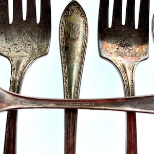 Oneida Dessert Forks SHERATON Silverplate 1910, Antique Community Plate, Set of 6