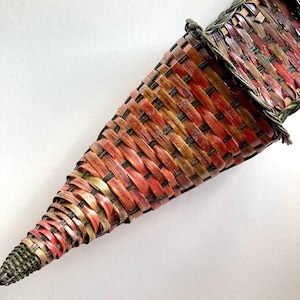 Fall Vintage Wicker Cornucopia Horn Basket, Boho Thanksgiving Decor, Horn of Plenty, Autumn, Fall Decor, Polychrome Basket