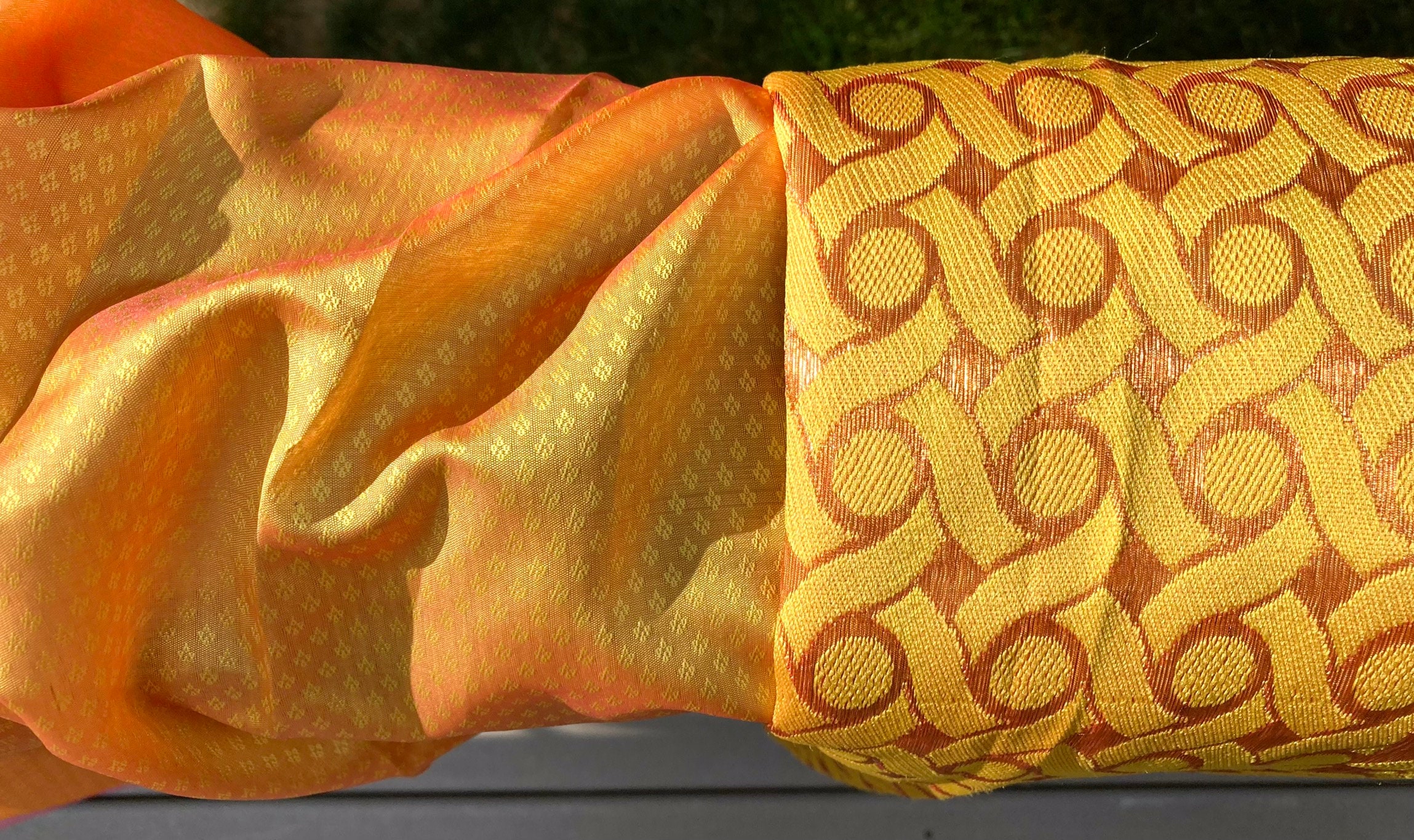 Silk Saree Woven Zari Gold Yellow Pink Orange by Pothys India NWT Etsy Canada