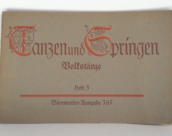 Vintage German Folkdance Sheet Music 1949 Collectable Fraktur Skript