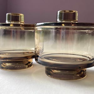 Joe Colombo Mid Century Arno Smoked Glass Sugar Bowl Condiments Jam Jar with Lid, Set of 2