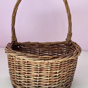Vintage deurmand, rieten hangmand voor aan de muur, mand voor deurknop, handgeweven, rustiek